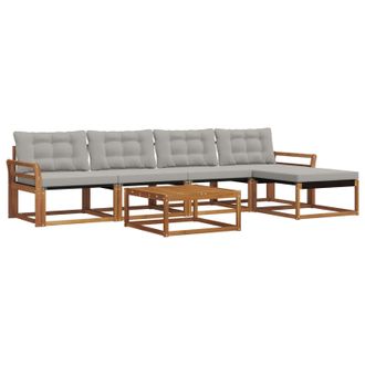 vidaXL Conjunto De Sof&aacute;s De Exterior 6 Pcs Gris Natural Y Claro Vidaxl