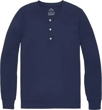 primary Unisex Fit Organic Long Sleeve Henley Pj Top in Navy at Nordstrom, Size Xx-Large