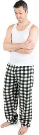 Leveret Mens Fleece Printed Holiday Pajama Pants in Plaid Black & White at Nordstrom, Size Xx-Large