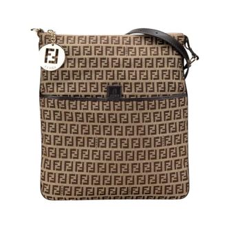 Fendi Pre-owned Zucchino Canvas Crossbody Bag - Dames - Pre-owned - Bruin - Maat: ONE Size Leer