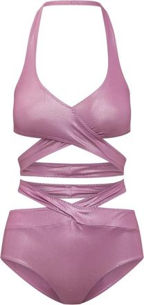 Alessandro Vigilante Glanzende Gekruiste Badpak - Dames - Bikinis - Roze - XS - Badmode
