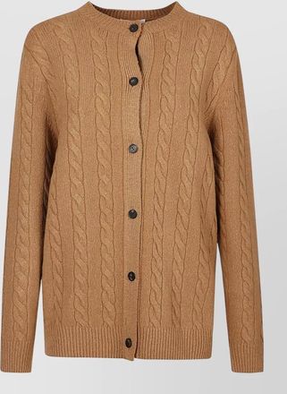 The Row loneke cardigan cable knit ribbed trims