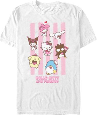 Hello Kitty Mens Hello Kitty Stripes and Friends Graphic T-Shirt in White at Nordstrom, Size Xxx-Large
