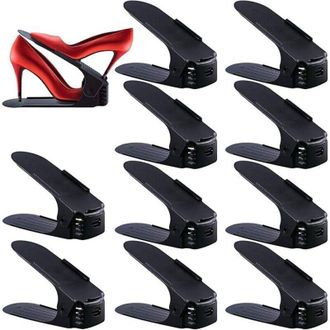 OEM Juego De 10 Zapateros Ajustables Y Apilables, Organizadores Y Unidades De Almacenamiento De Zapatos Que Ahorran Espacio (negro) - Crezuo