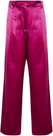Dries Van Noten Wijde plooibroek - Dames - Wijde Broeken - Roze - XS - Katoen - Broeken