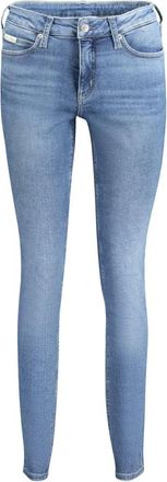 Calvin Klein Jeans, Dames, Blauw, W29 L32, Katoen, Blauwe Skinny Jeans met Gewassen Effect