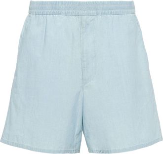 Prada triangle-patch elasticated-waist shorts - men - Cotton - S - Blue