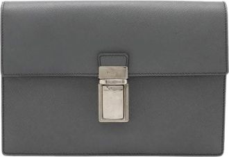 Prada Pre-owned Clutches, female, Gray, Size: ONE SIZE Pre-owned Vintage Leather Clutch