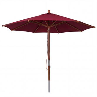 Hhg Sombrilla De Madera Para Hosteler&iacute;a Hhg-487b, Sombrilla De Jard&iacute;n, Poli&eacute;ster/madera 14 Kg, Redonda &Oslash;3 M, Cable De Tracci&oacute;n A Prueba De Golpes, Burdeos