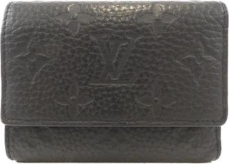 Louis Vuitton Black Leather Wallet (Tri-Fold) (Pre-Owned)