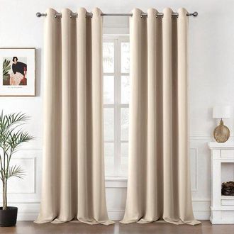 No Brand Cortina Opaca - Beige Oscuro, Ojales, 140x250cm, 2 Piezas, Aislante T&eacute;rmica, Opaca, Moderna