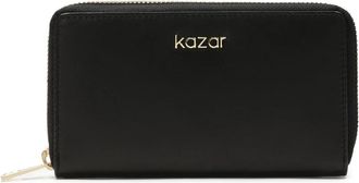 Kazar Zwarte leren portemonnee met rits - Dames - Portefeuilles - Zwart - ONE Size - Leer - Accessoires