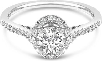 House of Brilliance 14K White Gold 1.00 Cttw Lab-Grown Diamond Oval Shaped Halo Engagement Ring