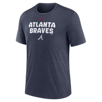 Nike Atlanta Braves Stacked Nike Mens MLB T-Shirt in Blue | NJFDEX52AW-NKP