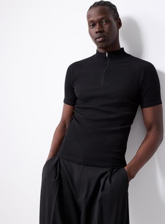 Le 31 Mens Ribbed zip-neck T-shirt Imported from Seoul