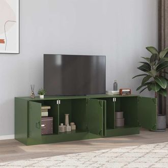 vidaXL Muebles Para Tv 2 Unidades Acero Verde Oliva 67x39x44 Cm Vidaxl