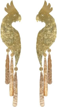 We Dream in Colour Womens Cockatoo Bird Earrings In Brass
