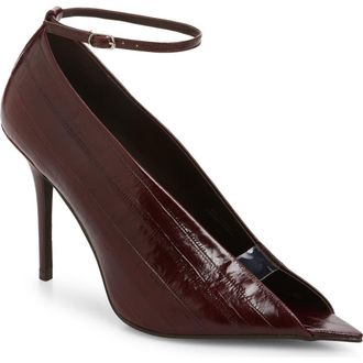 Jeffrey Campbell Inherit Ankle Strap Pointed Peep Toe Sandal in Wine Eel at Nordstrom, Size 7.5