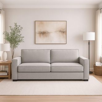 Dmora Sof&aacute; Fijo Daalder, Sof&aacute; De 2 Plazas, 100% Made In Italy, Sof&aacute; De Sal&oacute;n En Tela, Con Reposabrazos Est&aacute;ndar, Cm 180x95h90, Gris - Dmora