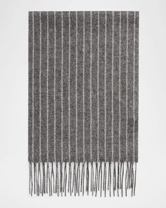 PIACENZA 1733 Men & apos;s Lizard Cashmere and Silk Solid To Pinstripe Scarf