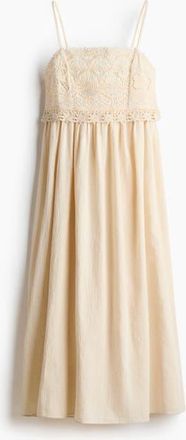 H&M Cotton Strappy Dress in Light Beige at Nordstrom, Size X-Small