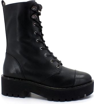 Michael Kors Bryce Leren Platform Combat Laars - Dames - Veterlaarzen - Zwart - 37 EU - Leer - Schoenen
