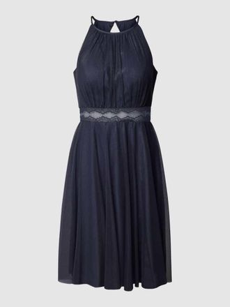 Vera Mont Knielanges Cocktailkleid mit amerikanischem Ausschnitt in Dunkelblau, Gr&ouml;&szlig;e 40