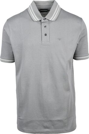 Emporio Armani Grey Cotton Striped Polo Shirt