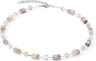 Coeur de Lion Geocube Iconic Precious Rose Gold Necklace in Peach at Nordstrom
