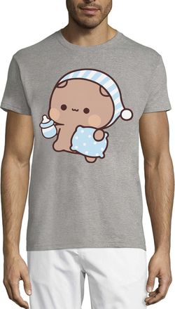 Generic Bubu Dudu Going to Sleep Crew Neck Cotton Mens T-Shirt Gray Medium