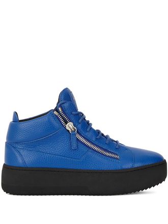 Giuseppe Zanotti Kriss grained leather trainers - men - Leather/Leather/Rubber - 39 - Blue
