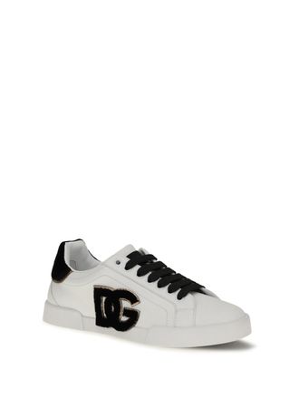 Dolce & Gabbana Logo-Embellished Leather Sneaker - White