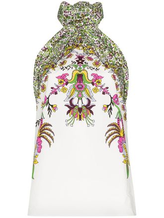 Givenchy floral-print halterneck top - women - Cotton - 36 - White