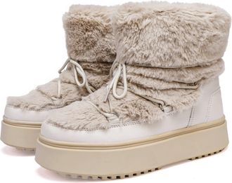 Generic Womens Platform Snow Boots Mid-Calf Duck Boots With Faux Fur Ankle Booties Non-Slip Chunky Ski Booties(4.5)