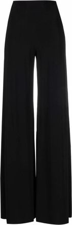 Norma Kamali Zwarte hoge taille uitlopende broek - Dames - Wijde Broeken - Zwart - XS - Broeken