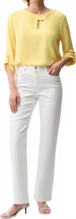 Joseph Ribkoff Keyhole Neck 3/4 Sleeves Boxy Top In Limoncello