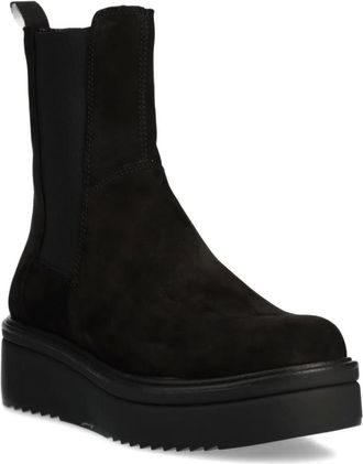 Vagabond 55 mm Chelsea laarzen met elastisch vlak en plateauzool - Zwart