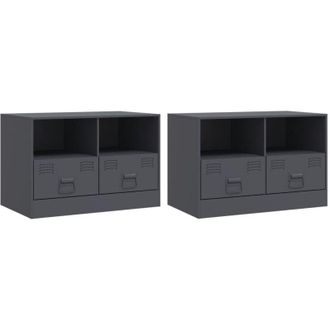 vidaXL Vidaxl - Muebles Para Tv 2 Unidades Acero Gris Antracita 67x39x44 Cm