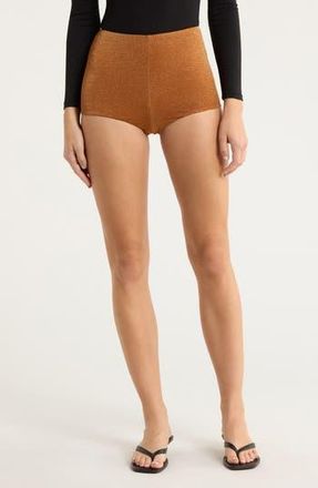 AFRM Yves Sparkle Jersey Micro Shorts in Bronze at Nordstrom Rack, Size X-Small