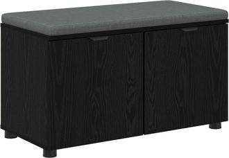 vidaXL Banco De Entrada Con Coj&iacute;n Roble Negro 80 X 38 X 46 Cm Vidaxl