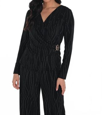 Frank Lyman Design Wrap Top In Black