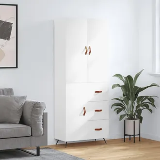 vidaXL Vidaxl - Aparador Alto Madera Contrachapada Blanco 69,5x34x180 Cm