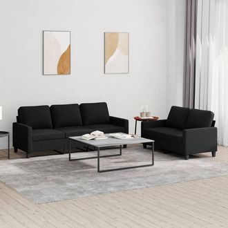 vidaXL Juego De Sof&aacute;s Con Cojines 2 Piezas Tela Negro Vidaxl