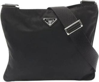 Prada Pre-owned Cross Body Bags, female, Black, Size: ONE SIZE Pre-owned Nylon Cross Body Bag