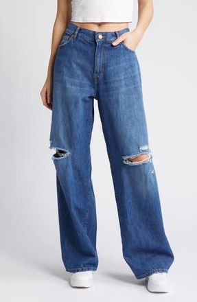 Purple Ripped Baggy Wide Leg Jeans in Mid Indigo at Nordstrom Rack, Size 24
