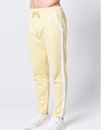 Native Youth Mens Slim Side Stripes Joggers - Yellow - Size: 32/34