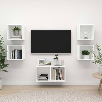 Berkfield Home 5 Piece TV Cabinet Set White Engineered Wood