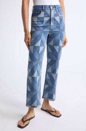 Veronica Beard Dylan High Waist Ankle Straight Leg Jeans in Prism Blue at Nordstrom, Size 27