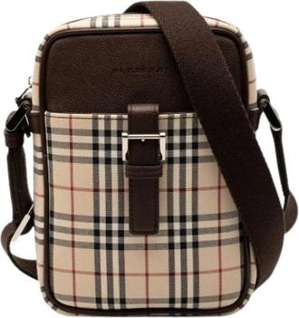 Burberry Pre-owned Canvas Crossbody Bag - Dames - Vintage Schoudertas - Beige - ONE Size - Leer - Vintage