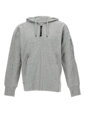 C.P. Company lens-detail zip-up hoodie - men - Cotton - L - Grey